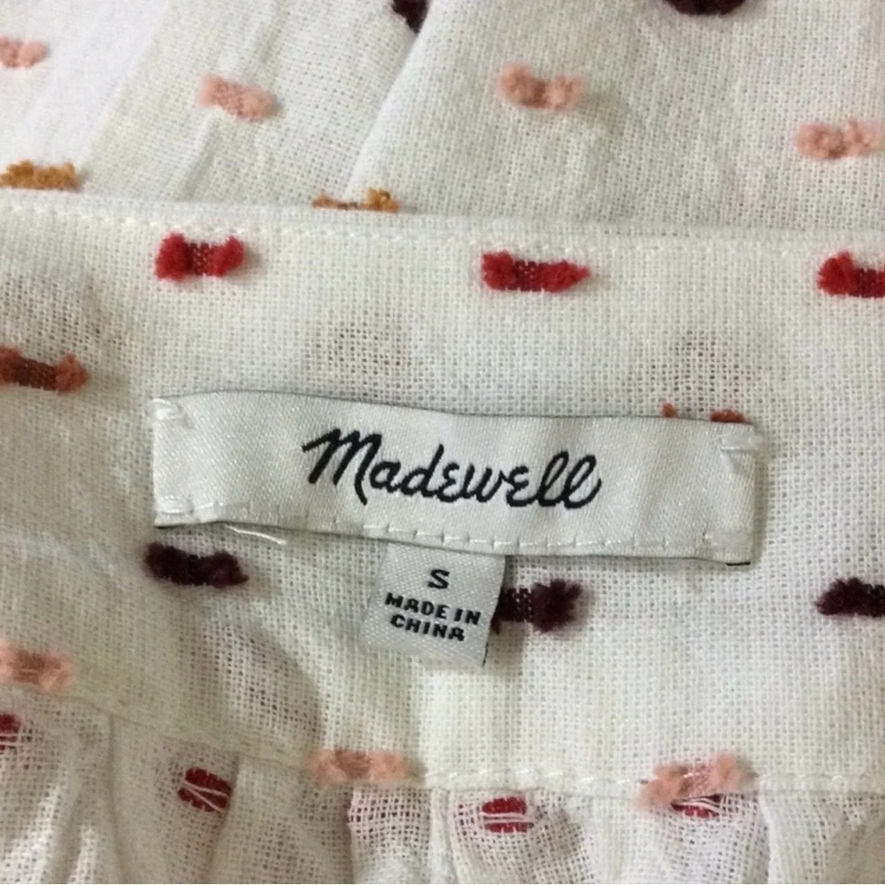 Madewell white crop top blouse with embroidery bows Size S, 100% cotton - Picture 3 of 7